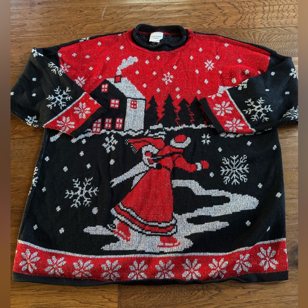 Holiday Time Christmas Winter Scene Sweater
